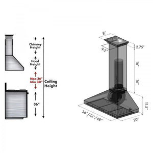 ZLINE 42" Wall Range Hood, Built-in CrownSound® Bluetooth Speakers, KL3CRN-BT-42