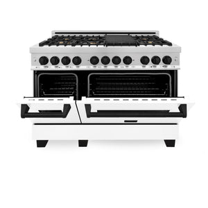 ZLINE 48" Autograph Edition, Dual Fuel Range, White Door, RAZ-WM-48-MB