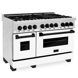 ZLINE 48" Autograph Edition, Dual Fuel Range, White Door, RAZ-WM-48-MB