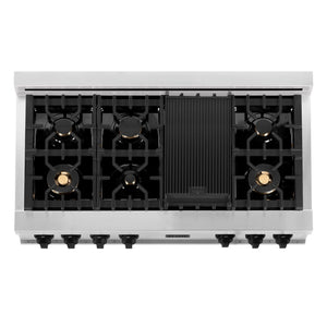 ZLINE 48" Autograph Porcelain Rangetop, Stainless, Gold, RTZ-48-MB
