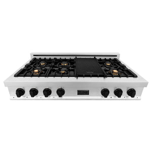 ZLINE 48" Autograph Porcelain Rangetop, Stainless, Gold, RTZ-48-MB