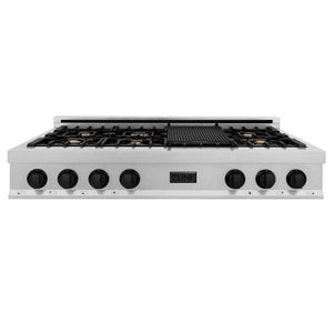 ZLINE 48" Autograph Rangetop, DuraSnow, Gold Accents RTSZ-48-MB