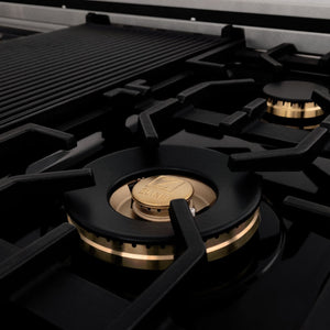 ZLINE 48" Autograph Rangetop, DuraSnow, Gold Accents RTSZ-48-MB