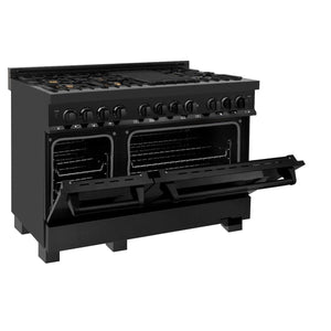 ZLINE 48" Black Stainless,Gas/Electric Range, Brass Burners, RAB-BR-48