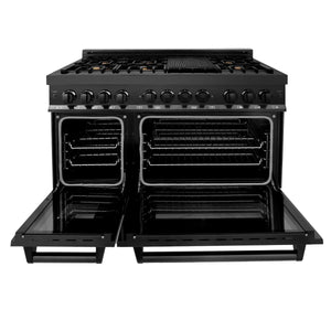 ZLINE 48" Black Stainless,Gas/Electric Range, Brass Burners, RAB-BR-48