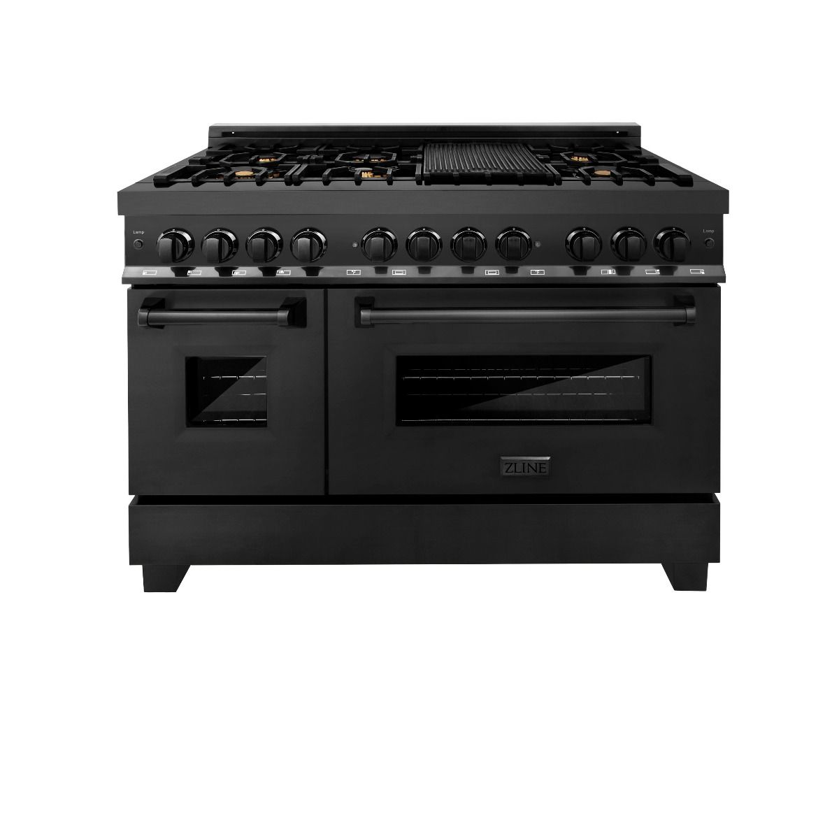 ZLINE 48" Black Stainless,Gas/Electric Range, Brass Burners, RAB-BR-48 - 48" / Black