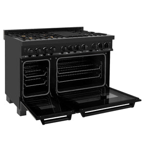 ZLINE 48" Black Stainless,Gas/Electric Range, Brass Burners, RAB-BR-48