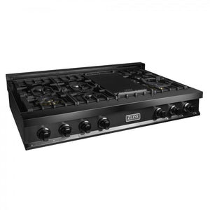 ZLINE 48" Ceramic Rangetop in Black Stainless with 7 Gas Burners, RTB-48