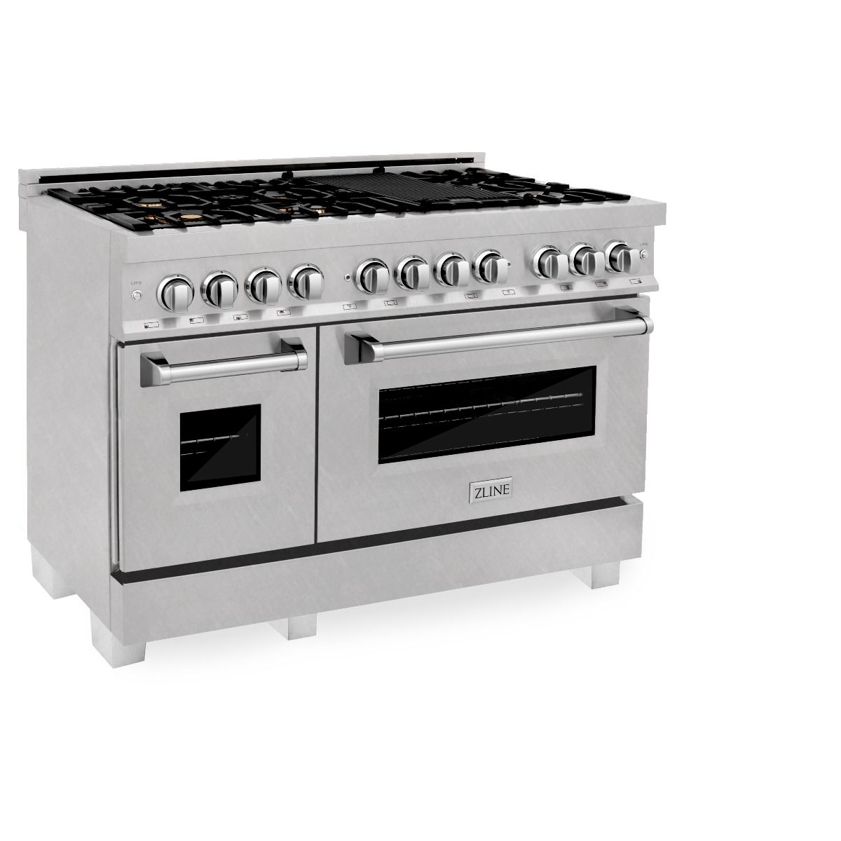 ZLINE 48" Dual Fuel Range, DuraSnow Stainless, Brass Burners, RAS-SN-BR-48