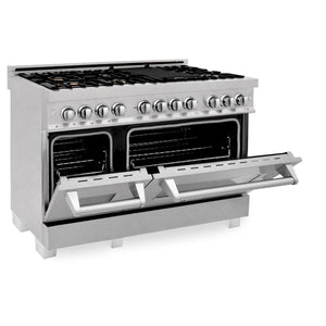 ZLINE 48" Dual Fuel Range, DuraSnow Stainless, Brass Burners, RAS-SN-BR-48