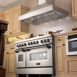 ZLINE 48" Dual Fuel Range, DuraSnow Stainless, Brass Burners, RAS-SN-BR-48