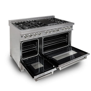 ZLINE 48" Dual Fuel Snow Stainless Range, Snow Stainless Door, RAS-SN-48