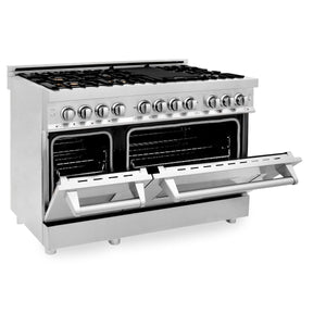 ZLINE 48" Gas Burner/Electric Oven Range Stainless, Brass Burners, RA-BR-48