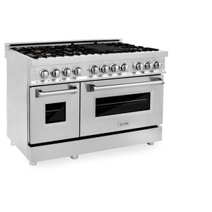 ZLINE 48" Gas Burner/Electric Oven Range Stainless, Brass Burners, RA-BR-48