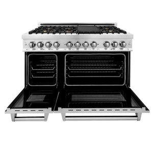 ZLINE 48" Gas Burner/Electric Oven Range Stainless, Brass Burners, RA-BR-48