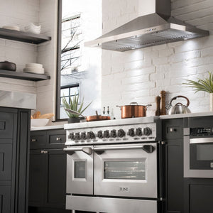 ZLINE 48" Gas Burner/Electric Oven Range Stainless, Brass Burners, RA-BR-48