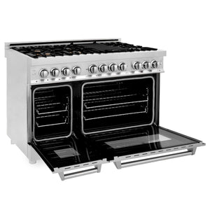 ZLINE 48" Gas Burner/Electric Oven Range Stainless, Brass Burners, RA-BR-48