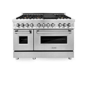 ZLINE 48" Gas Burner/Electric Oven Range Stainless, Brass Burners, RA-BR-48