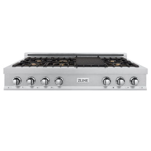 ZLINE 48" Porcelain Rangetop, DuraSnow®, 7 Brass Burners, RTS-BR-48