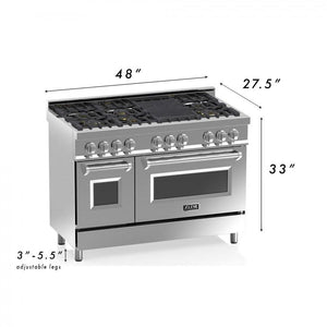 ZLINE 48" Professional Dual Fuel Range with White Matte Door, RA-WM-48