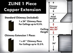 ZLINE 5 Ft. Chimney Extension For Ceilings Up To 12.5 Ft. 8KBB-E