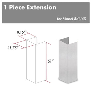 ZLINE 61 In. Snow Finished Stainless Steel Chimney Extension For Ceilings Up To 12.5 Ft. (8KN4S-E)