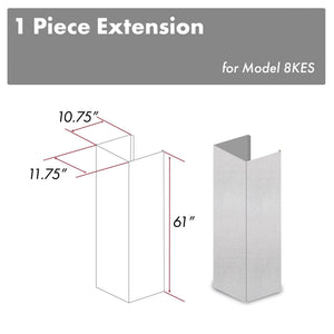 ZLINE 61" Snow Finished Stainless Steel Chimney Extension For Ceilings Up To 12.5 Ft. (8KES-E)