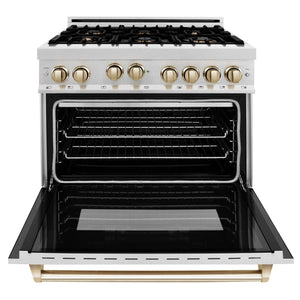 ZLINE Autograph Edition 36" Dual Fuel Range, Gold Accents, RAZ-36-G