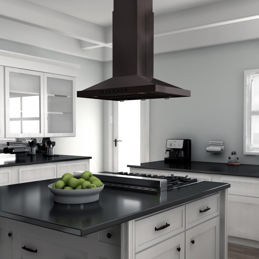 ZLINE 36" Island Range Hood in Black Stainless Steel, BSGL2iN-36 - 36" / Black