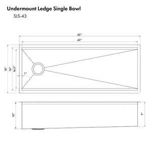 ZLINE Garmisch 43" Undermount Single Bowl Sink, Stainless Steel,SLS-43
