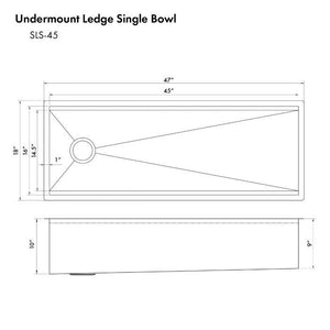 ZLINE Garmisch 45" Undermount Single Bowl, DuraSnow Stainless, SLS-45S