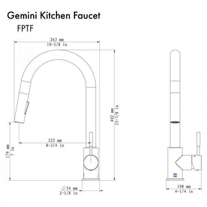 ZLINE Gemini Kitchen Faucet in Gun Metal, GEM-KF-GM