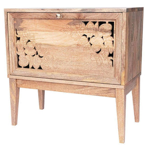 Hand Carved Floral Wood Cabinet.