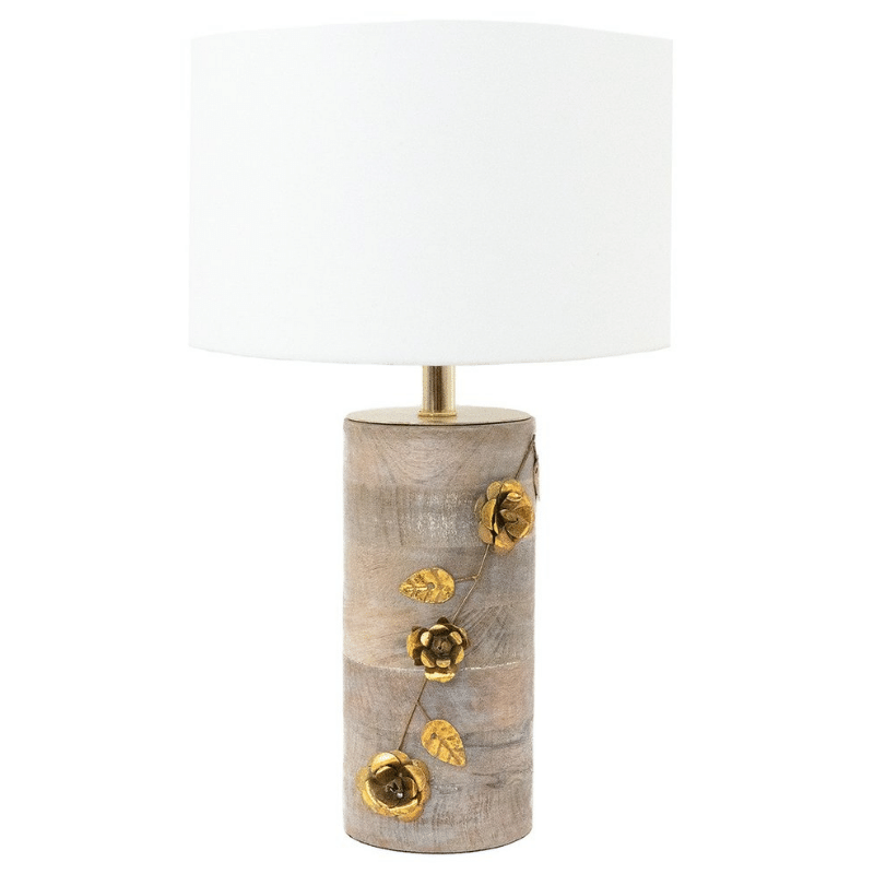 Anaya Gold Floral Wood Table Lamp.