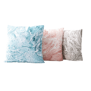 Marbled Linen Pillows in Turquoise, Pink and Grey color.