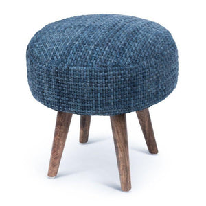 Front view of Handwoven Luxe Indigo Oversized Stool.