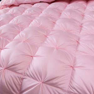 Giuseppina 1000 Thread Count Goose Down Comforter Bedding Set in Pink Color in modern bedroom Available in Queen and King Size.