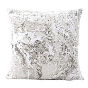 Front view of Grey Marbled Linen Decor Pillow.