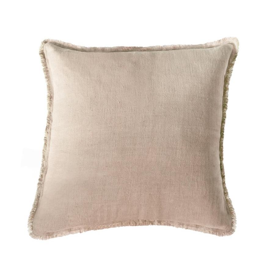 Beige Soft Linen Throw Pillow.