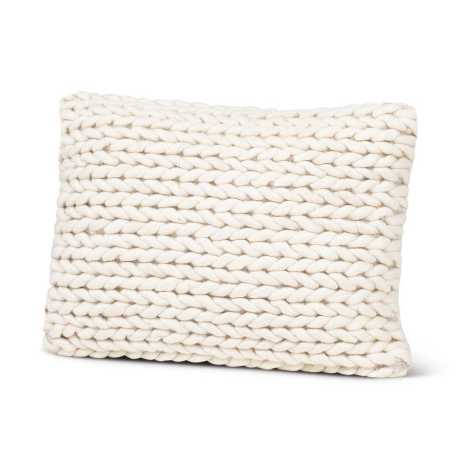 Handwoven Braided White Pillow. Size: 14 inches x 20 inches.