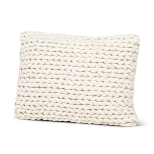 Handwoven Braided White Pillow. Size: 14 inches x 20 inches.