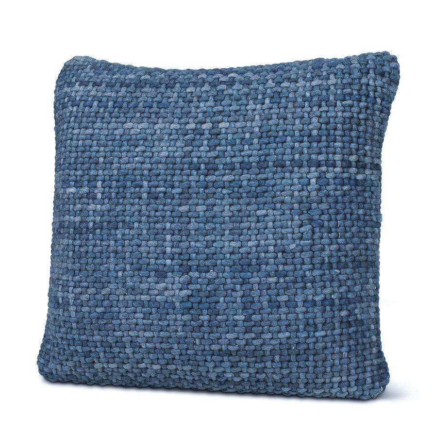 Handwoven Luxe Indigo Throw Pillow.