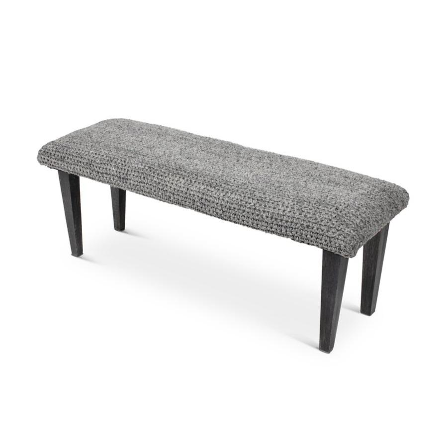 View of Handwoven Clean Grey modern Bench.