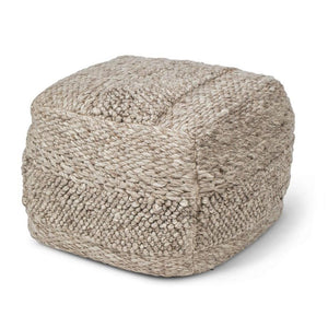 Handwoven Textured Taupe Pouf in 24" Size.