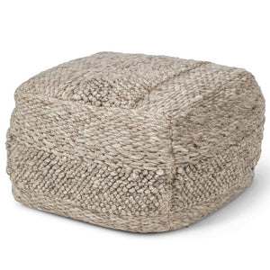 Handwoven Textured Taupe Pouf in 40" Size.