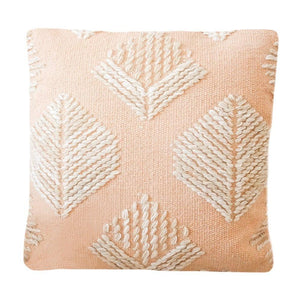Pink Geometric Leaf Embroidered Throw Pillow.