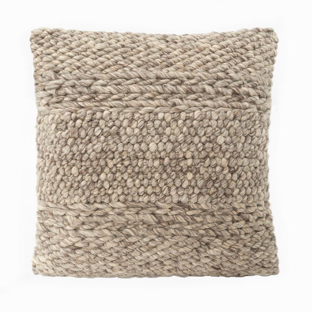 Handwoven Textured Taupe Throw Pillow 20" x 20".