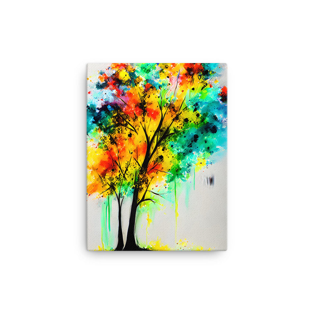 Rainbow Tree of Life - 12″×16″ / Stretched Canva