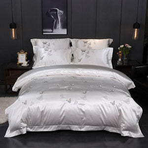 Front view of Platinum Butterfly Duvet Cover Set.