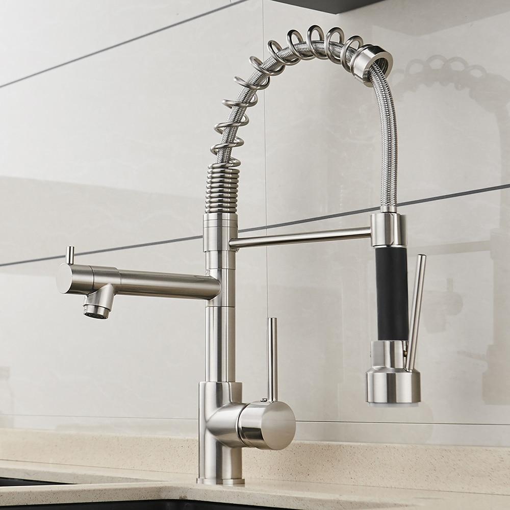 Neil Pull-Down Springs Sprout Kitchen Sink Faucet in chrome color.